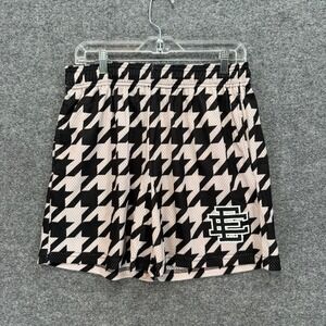 Eric Emanuel Shorts Mens Large Black Houndstooth Mesh Basketball Streetwear